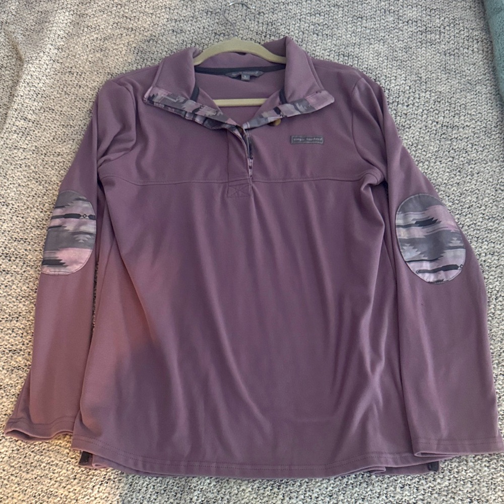 Simply Southern Mauve Pullover with Camouflage Details